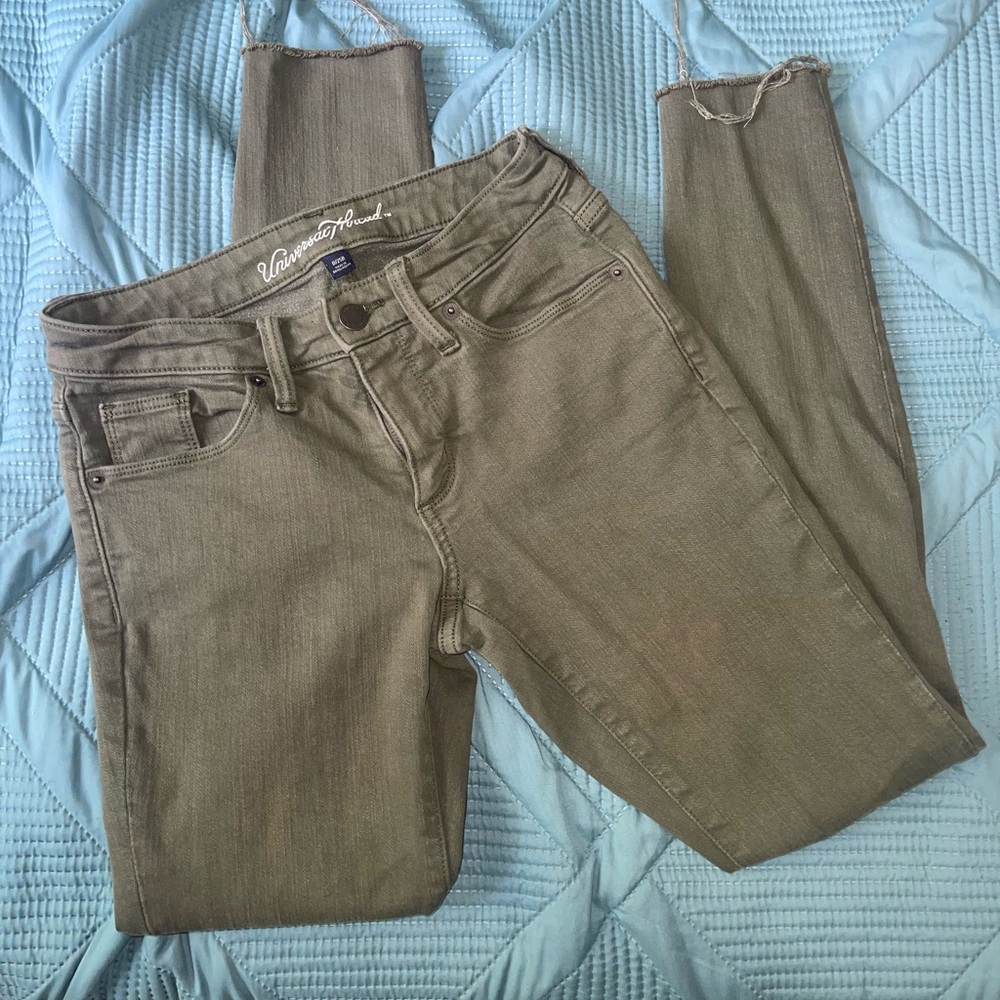 Army green mid rise jeggings